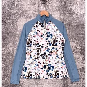 Kastel Denmark Base Layer Top Small Women Abstract 1/4 Zip Long Sleeve Sun Shirt